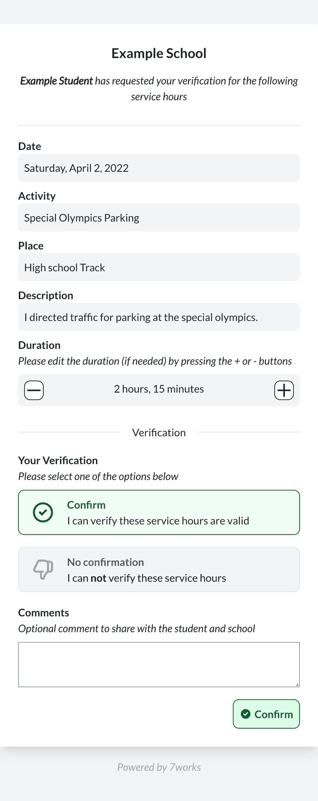 Verify hours